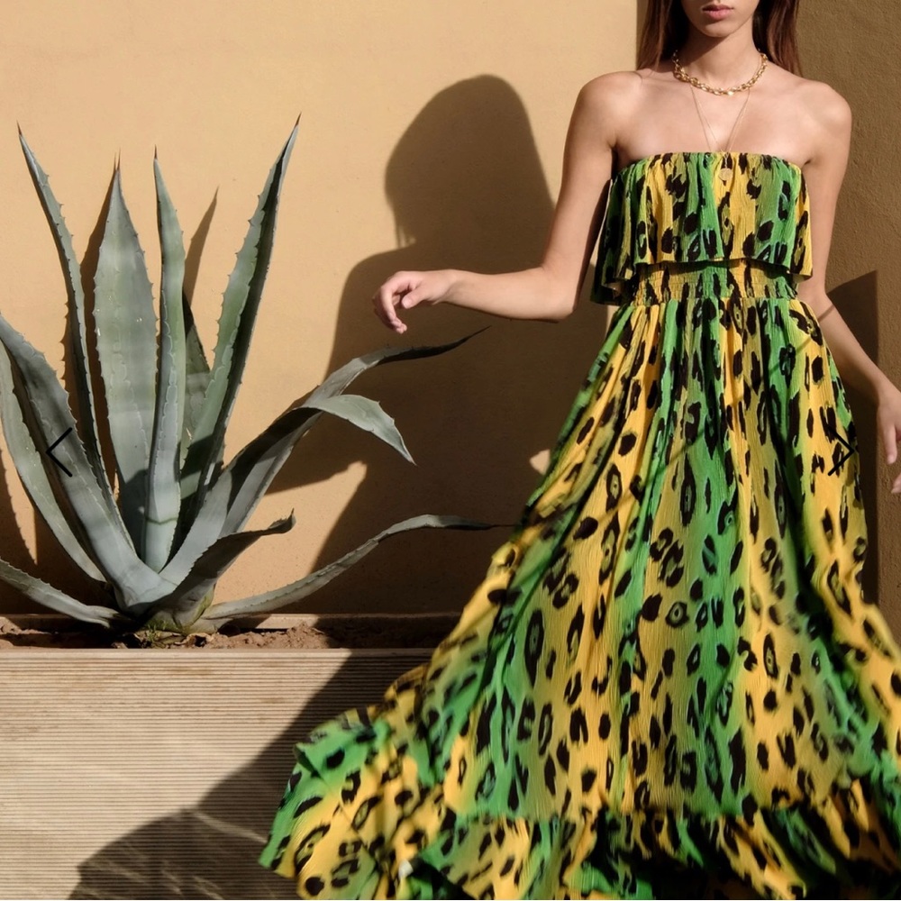 Van Dalsky Celine Neon Animal Print Dress